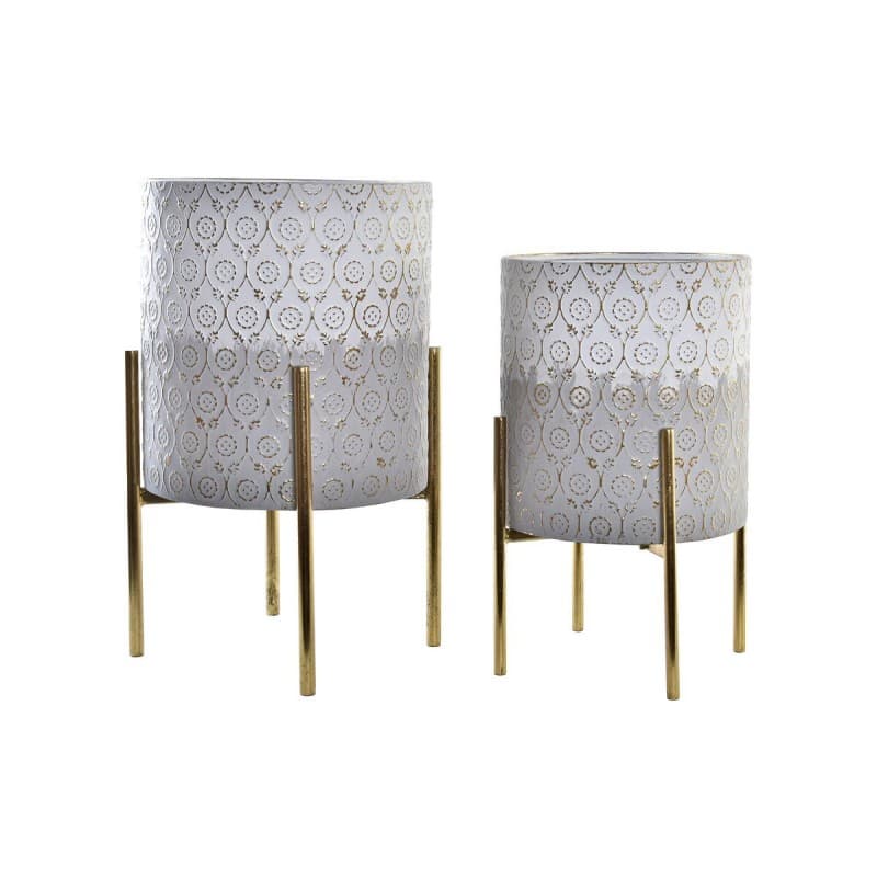 Krukset DKD Home Decor Grå Gyllene Metall Vit Dvobarvna Järn Arab (35 x 35 x 53 cm)