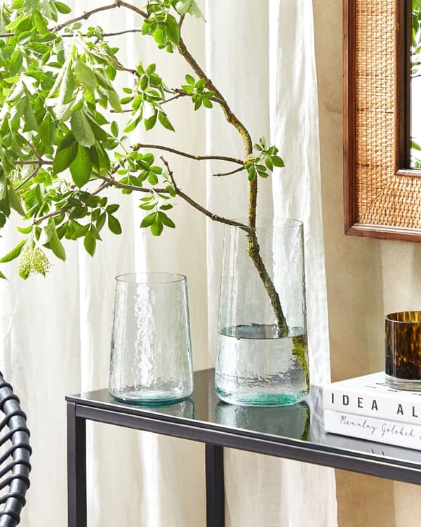 Sæt med 2 Blomstervaser Klart Glas Transparent Dekorativt Glas Hjemmetilbehør