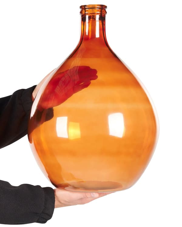 Vase Guld Brun Glas 48 cm Dekorativ Transparent Rund Håndlavet Mundblæst Blomster Glas Vase med Flaskehals til Bord Gulv Kommode Retro Design