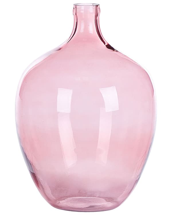 Vase Lyserød Glas 39 cm Dekorativ Mundblæst Oval Glasvase Gennemsigtig Stor Gulvvase Design Bordpynt til Vindueskarm Pynteting Blomstervase