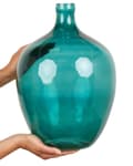 Miniatyrbillede 5 af 7: Vase Turkis Glas 39 cm Dekorativ Mundblæst Oval Glasvase Gennemsigtig Stor Gulvvase Design Bordpynt til Vindueskarm Pynteting Blomstervase