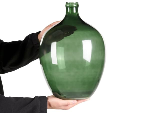 Vase Grøn Glas 39 cm Dekorativ Mundblæst Oval Glasvase Gennemsigtig Stor Gulvvase Design Bordpynt til Vindueskarm Pynteting Blomstervase