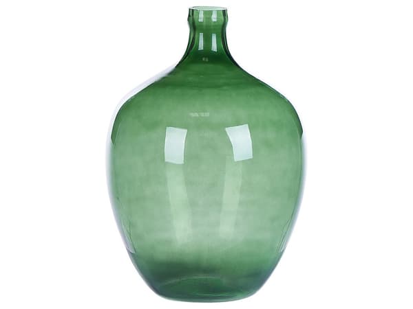 Vase Grøn Glas 39 cm Dekorativ Mundblæst Oval Glasvase Gennemsigtig Stor Gulvvase Design Bordpynt til Vindueskarm Pynteting Blomstervase