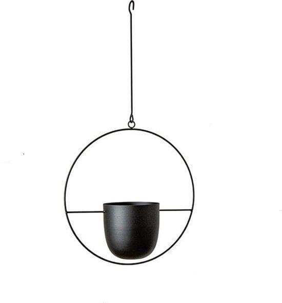 Växthängare - Hängande kruka - Hängande design - Blomkrukor - Växthängare - 14cm diameter - Järn - Svart
