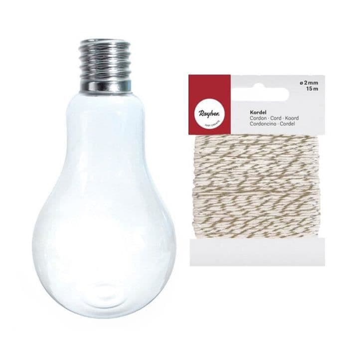 Bulbvas 22 cm + Guld & vitt snöre 15 m