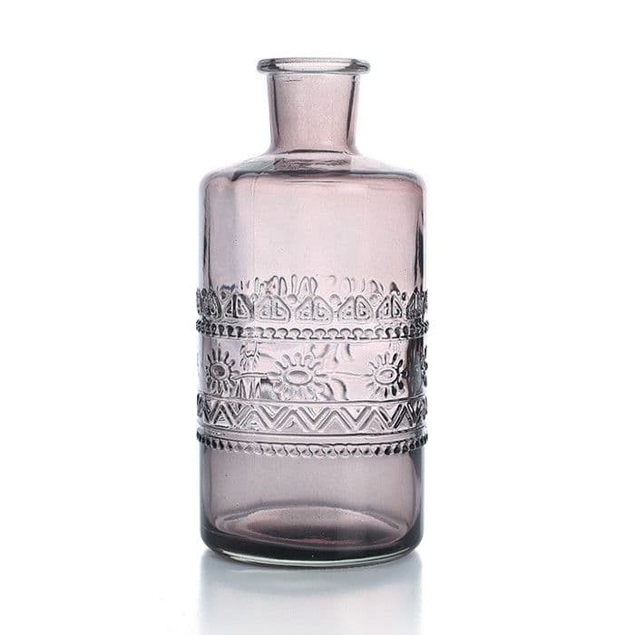 Vintage präglad glasvas - Grå - 7,5 x 14,5 cm
