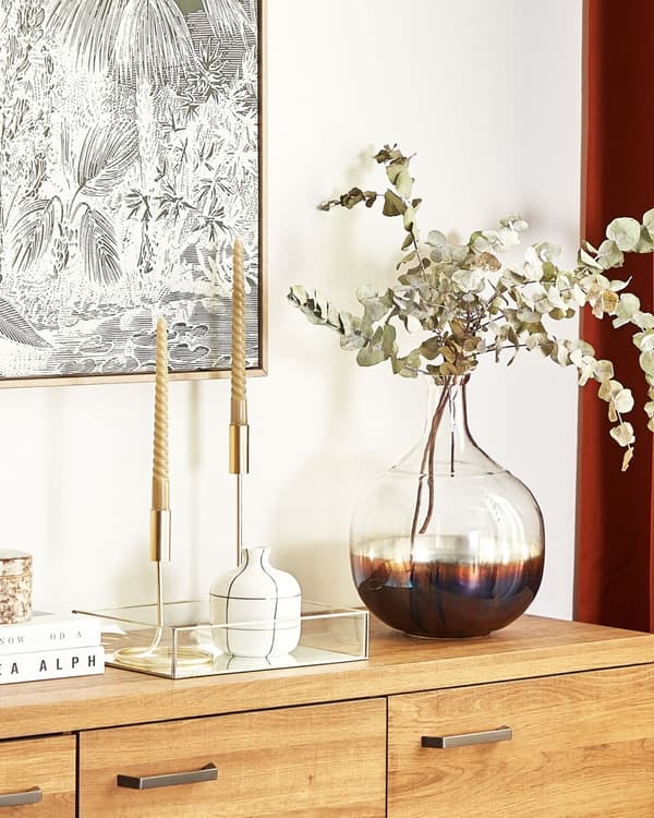 Vase Flerfarvet Iriserende Glas 40 x 26 cm Dekorativ Stor Rund Kolbe Mundblæst Blomstervase Bordpynt Opbevaring til Stue Soveværelse Tilbehør