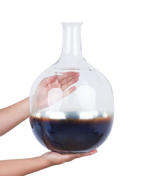 Blomvas Iriserande Flerfärgad Glas 34 cm Handgjord Heminredning Modern design