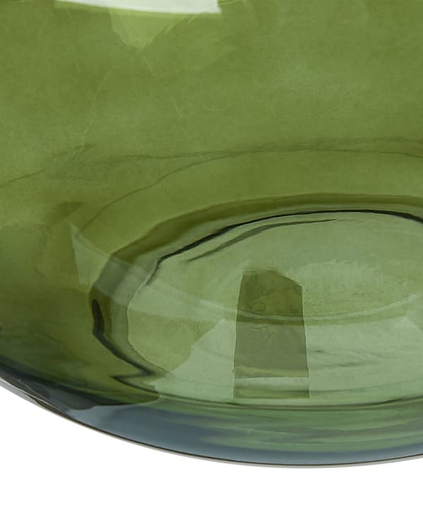 Blomvas Olivgrönt glas 34 cm Handgjord Dekorativ Rund Smal hals Heminredning Modern design