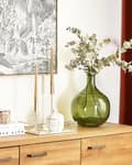 Miniatyrbild 2 av 6: Blomvas Olivgrönt glas 34 cm Handgjord Dekorativ Rund Smal hals Heminredning Modern design