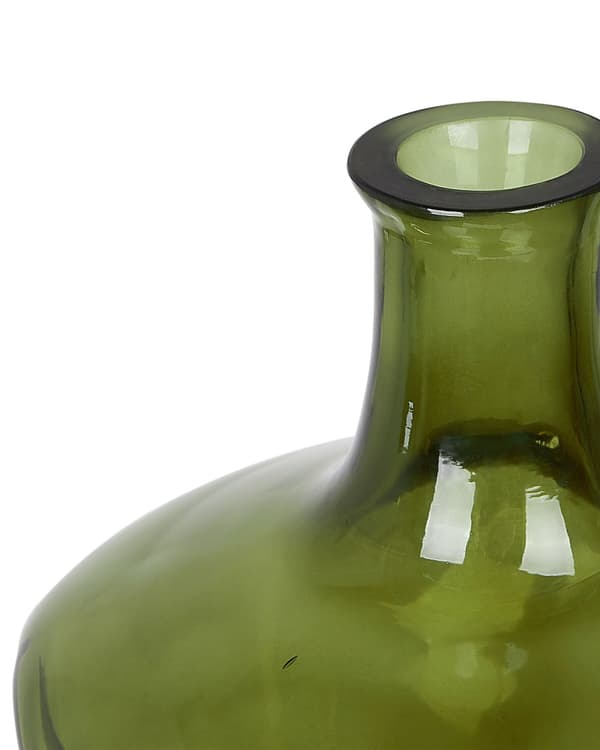 Blomvas Olivgrön Glas 35 cm Handgjord Dekorativ Med smal hals Heminredning Modern design