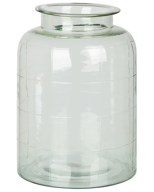 Vase Lysegrønt Glas 35 cm Dekorativ Håndlavet Stor Flot Gennemsigtig Glasvase til Stuen Blomster Opbevaring Cylinderformet Moderne Design