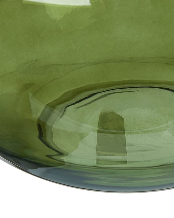 Vase Grønt Glas 34 cm Dekorativ Håndlavet Kugleform Smal Hals Bordpynt Gennemsigtig Blomstervase til Stuen Opbevaring Tilbehør Moderne Design