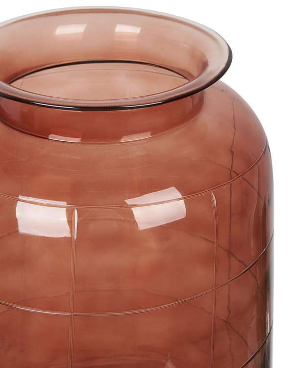 Vase Gylden Brun Glas 35 cm Dekorativ Håndlavet Stor Flot Gennemsigtig Glasvase til Stuen Blomster Opbevaring Cylinderformet Moderne Design