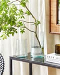 Miniatyrbilde 2 av 7: Sett med to blomstervaser Klart glass Gjennomsiktig dekorativt glass Hjemmetilbehør