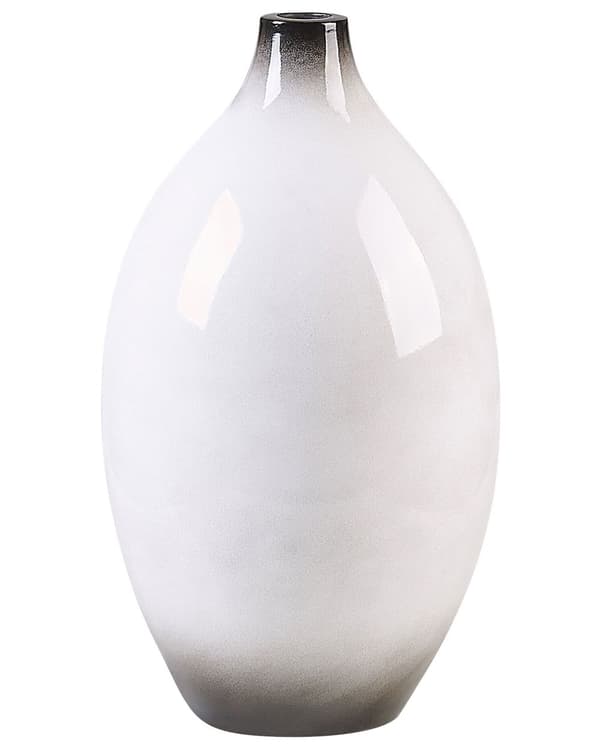 Dekorativ vase Hvit Svart Terrakotta 36 cm Høyglans Håndlaget Moderne design Tilbehør Dekorasjon