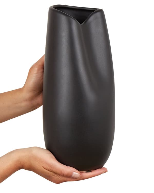 Vase Svart Steintøy 32 cm Blomstervase Dekorasjon Tilbehør Moderne design Glamour