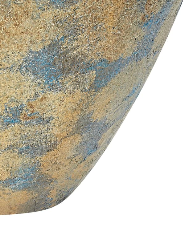 Dekorativ Vase Gullblå Terrakottavase 33 cm Oval Antikvitetslook