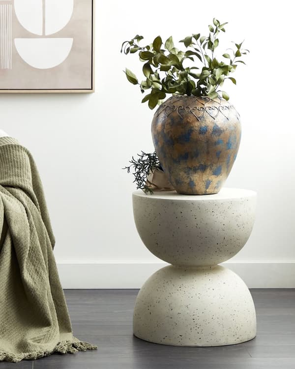 Dekorativ Vase Gullblå Terrakottavase 33 cm Oval Antikvitetslook