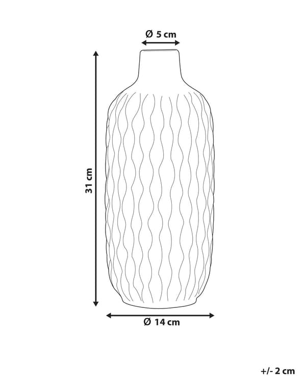 Vase Hvit Steintøy 31 cm Mønstret struktur Dekorasjon Tilbehør Glamour Blomstervase Innredning Gang Stue Soverom