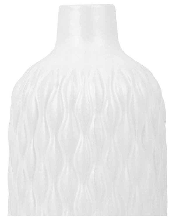 Vase Hvit Steintøy 31 cm Mønstret struktur Dekorasjon Tilbehør Glamour Blomstervase Innredning Gang Stue Soverom