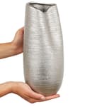 Miniatyrbilde 5 av 6: Vase Sølv Steintøy 32 cm Blomstervase Dekorasjon Tilbehør Moderne design Glamour