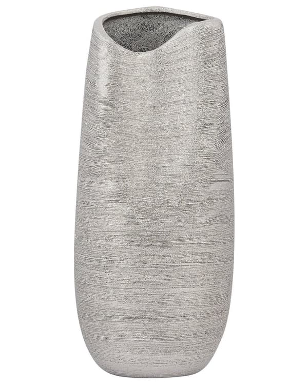 Vase Sølv Steintøy 32 cm Blomstervase Dekorasjon Tilbehør Moderne design Glamour
