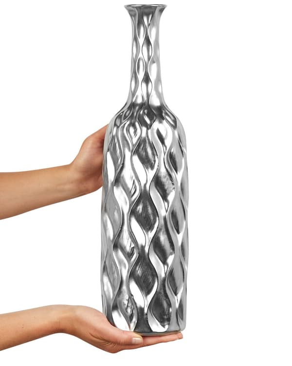 Blomstervase Sølv Steintøy 45 cm Flaskeform Moderne og glamorøs stil Dekorasjon