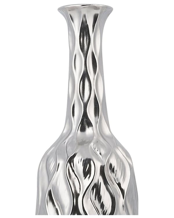 Blomstervase Sølv Steintøy 45 cm Flaskeform Moderne og glamorøs stil Dekorasjon
