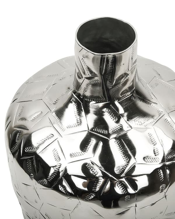 Vase Sølv Metall 33 cm Vanntett Moderne Glamorøs Dekorasjon Tilbehør Blomstervase