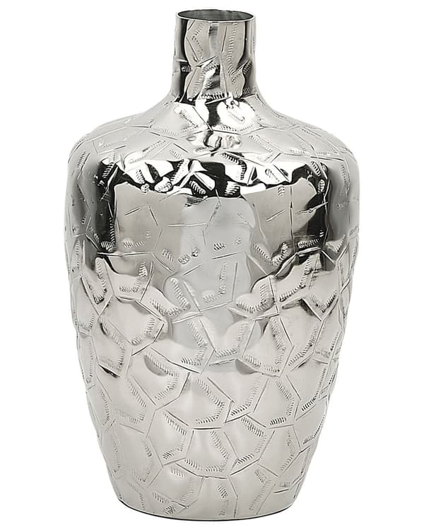 Vase Sølv Metall 39 cm Vanntett Moderne Glamorøs Dekorasjon Tilbehør Blomstervase