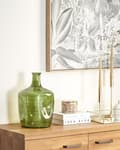Miniatyrbilde 2 av 6: Blomstervase Olivengrønn Glass 35 cm Håndlaget Dekorativ Hjemmedekorasjon Moderne Design
