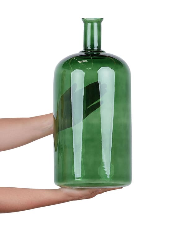 Blomstervase Grønn Glass 45 cm Håndlaget Dekorativ Flaskeform Hjemmedekorasjon Moderne Design