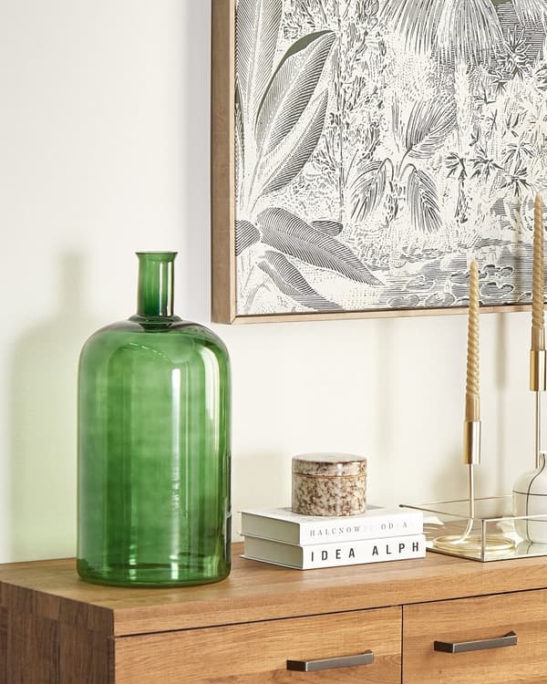 Blomstervase Grønn Glass 45 cm Håndlaget Dekorativ Flaskeform Hjemmedekorasjon Moderne Design