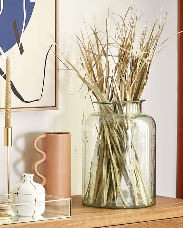 Blomstervase Lysegrønt Glass 35 cm Håndlaget Dekorativ Bordplate Hjemmedekorasjon Moderne Design