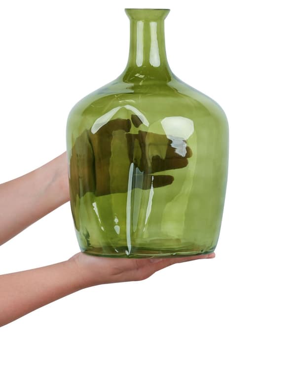 Blomstervase Olivengrønt Glass 30 cm Håndlaget Dekorativ Bordplate Hjemmedekorasjon Moderne Design