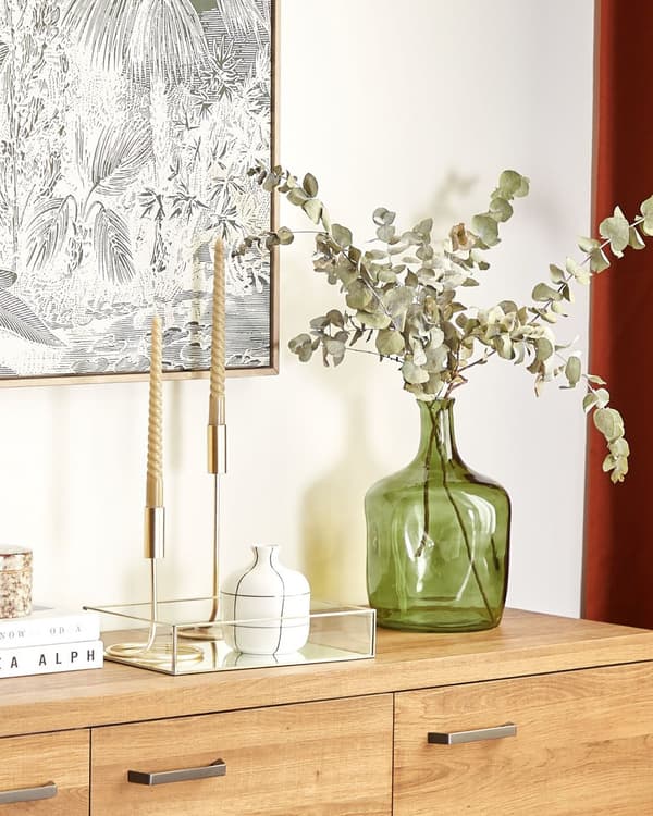 Blomstervase Olivengrønt Glass 30 cm Håndlaget Dekorativ Bordplate Hjemmedekorasjon Moderne Design
