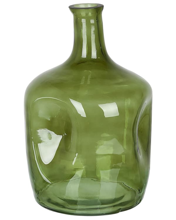 Blomstervase Olivengrønt Glass 30 cm Håndlaget Dekorativ Bordplate Hjemmedekorasjon Moderne Design