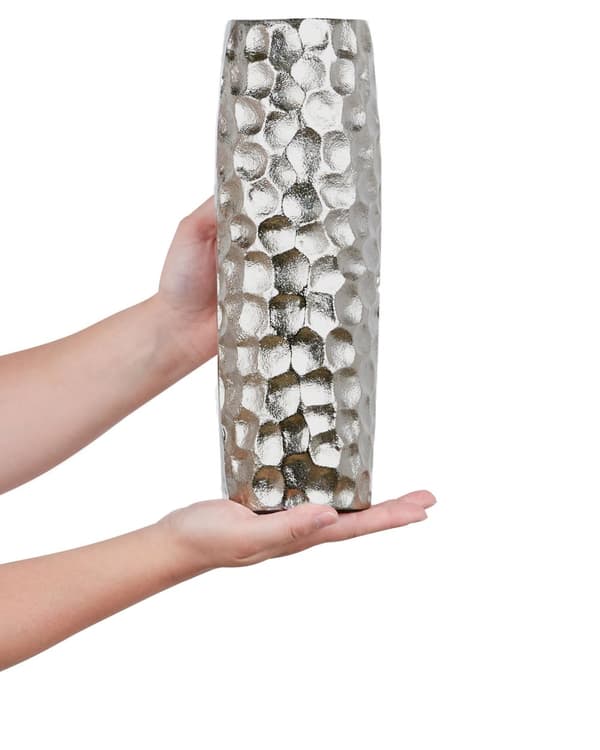 Blomstervase sølv aluminium metall hjemmedekorasjon håndlaget
