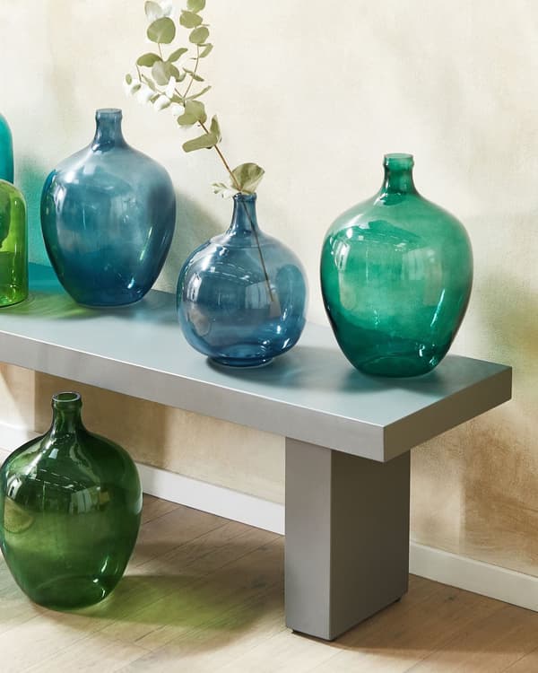 Dekorativ vase grønn glass 24 cm håndlaget rund dekorativ hjem moderne design