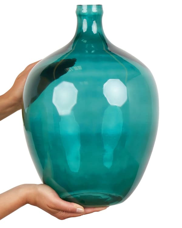 Dekorativ vase grønn glass 24 cm håndlaget rund dekorativ hjem moderne design