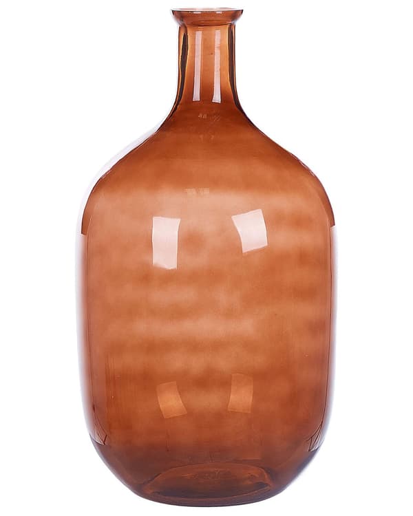 Dekorativ vase brun glass 51 cm håndlaget dekorativ rund hjemmedekorasjon moderne design