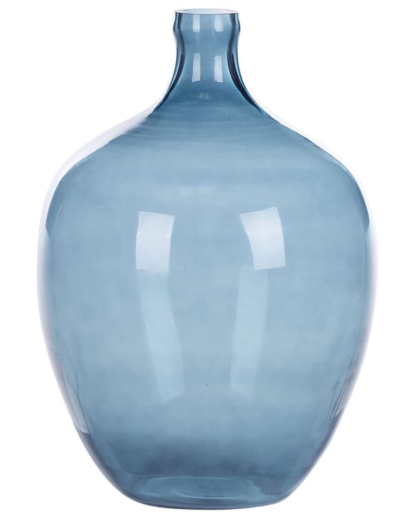 Dekorativ vase blå glass 39 cm håndlaget, dekorativ rund dekorativ hjem moderne design