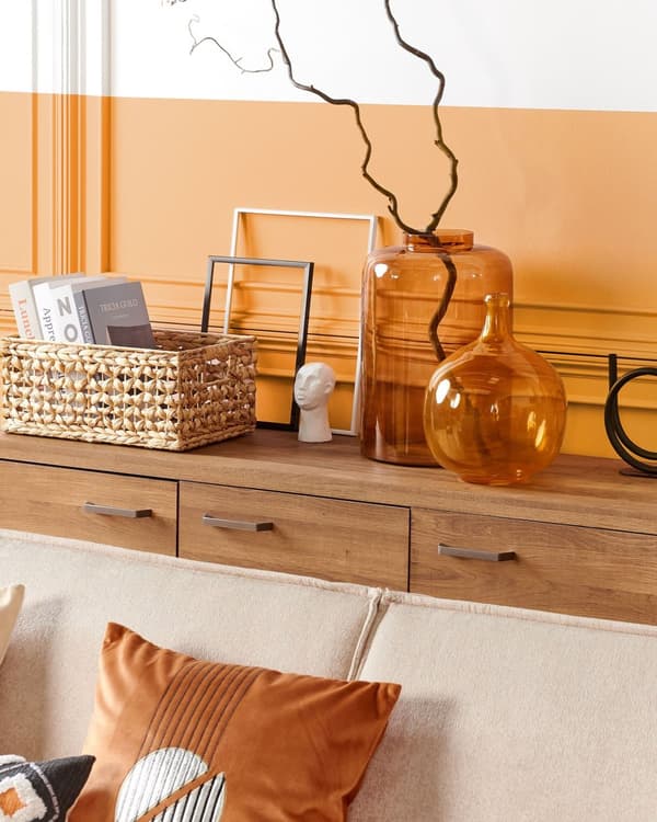 Dekorativ vase Oransje Glassfarget Tonet Transparent Dekorativt glass hjemmetilbehør