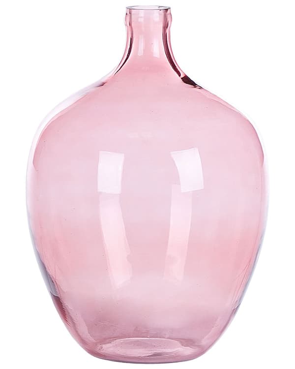 Dekorativ vase rosa glass 39 cm håndlaget dekorativ rund moderne design