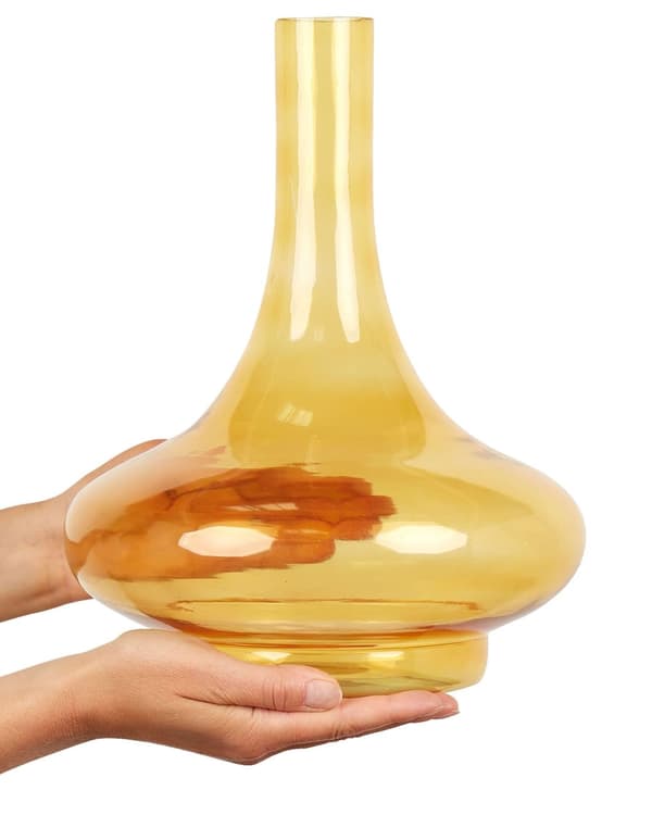 Dekorativ vase glass gul 30 cm håndlaget gjennomsiktig dekorativ flaske hjemtilbehør