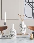 Miniatyrbilde 2 av 5: Blomstervase Hvitt Steingods med Ansiktsmotiv Innendørs dekorasjon Moderne Design Vanntett