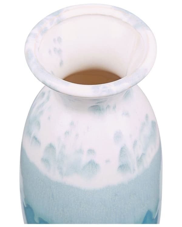 Vase Hvit Blå Keramikk Steintøy 25 cm Vanntett Blomstervase Dekorativ Tilbehør Elegant Moderne