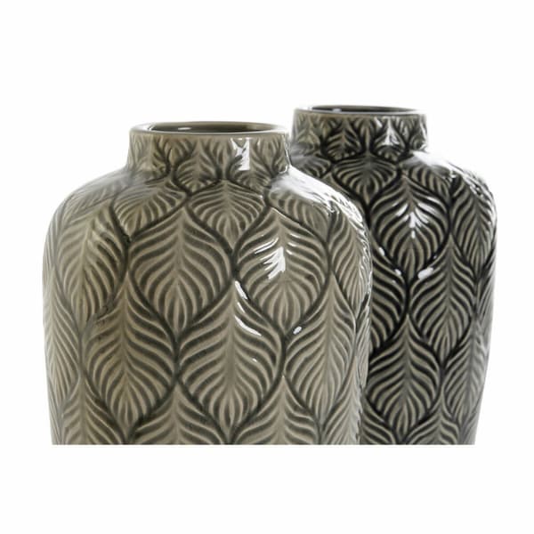 Vas DKD Home Decor Beige Porslin Grå Grön Orientalisk 16 x 16 x 26 cm (2 antal)