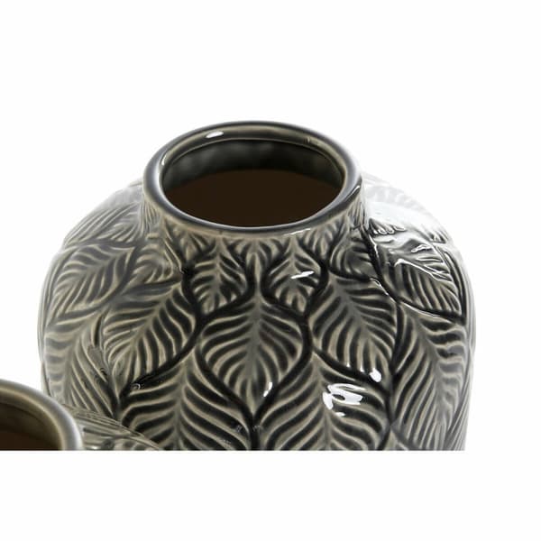 Vas DKD Home Decor Beige Porslin Grå Grön Orientalisk 16 x 16 x 26 cm (2 antal)